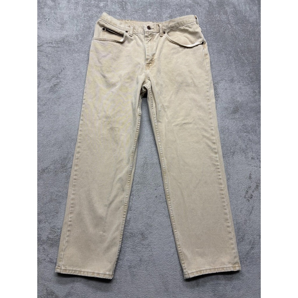 Lee Straight Jeans Mens Beige Measured 34x30 Casual Work